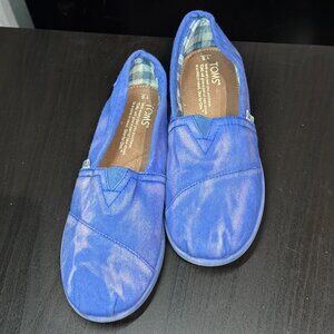 TOMS Classics Stonewashed Blue Alpargata Slip-On Shoes Size Y5 W7 RARE EUC